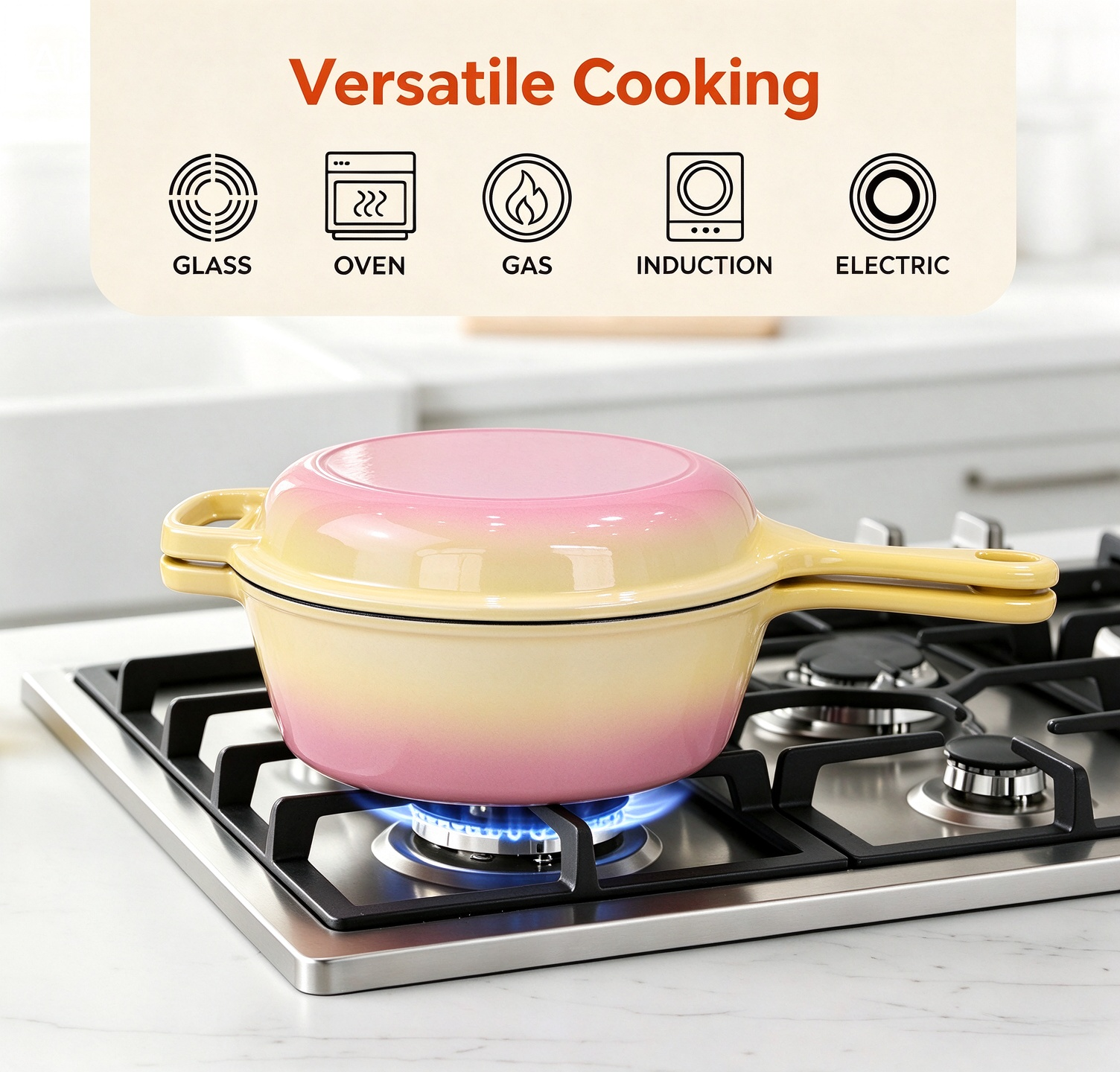 Enameled Cast Iron Dutch Oven/Braiser Pan/JTEC-1001E