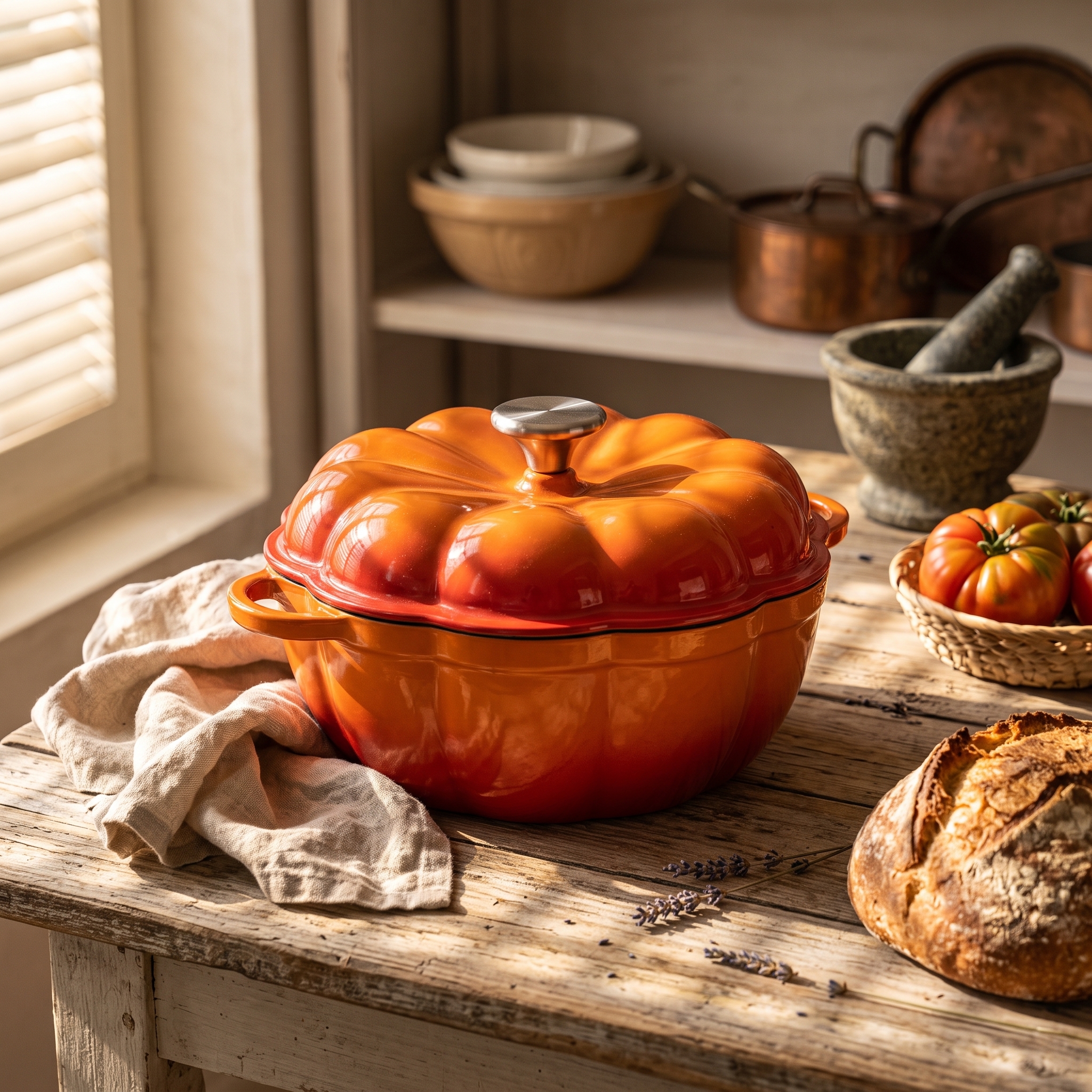 Enameled Cast Iron Pumpkin Dutch Oven/JTEC-P24