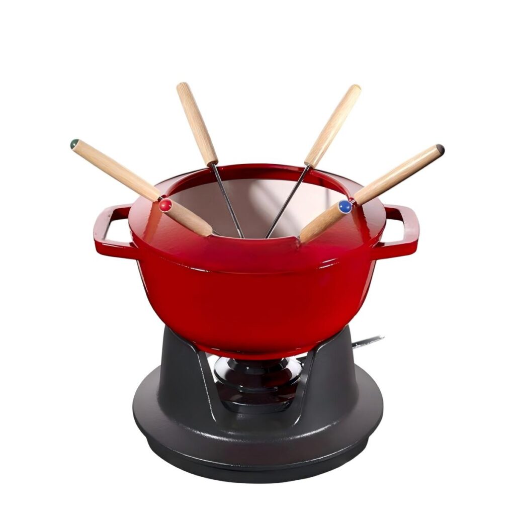Enameled Cast Iron Cheese Fondue Pot/Sauce Pan/JTFP-003