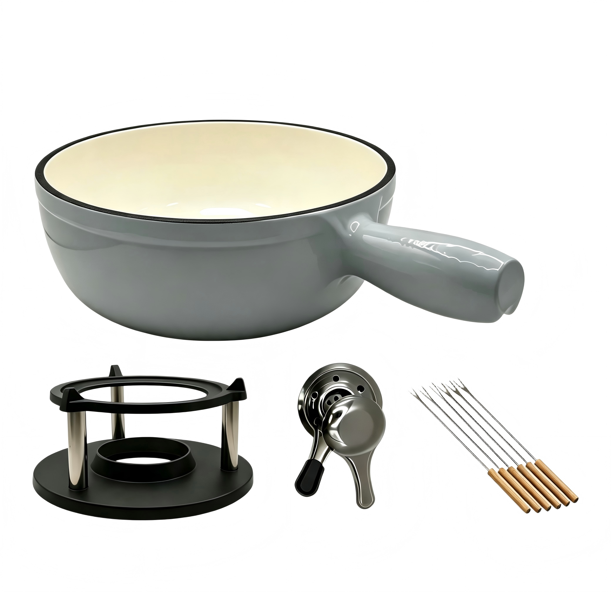 Enameled Cast Iron Cheese Fondue Pot/Sauce Pan/JTFP-1024A