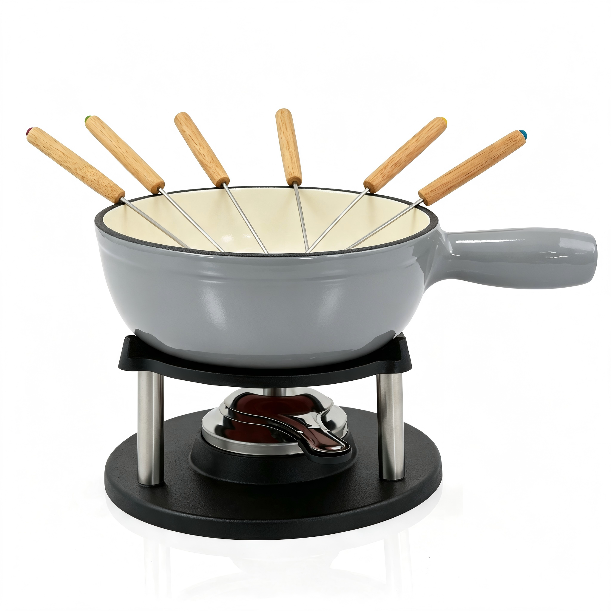 Enameled Cast Iron Cheese Fondue Pot/Sauce Pan/JTFP-1024A