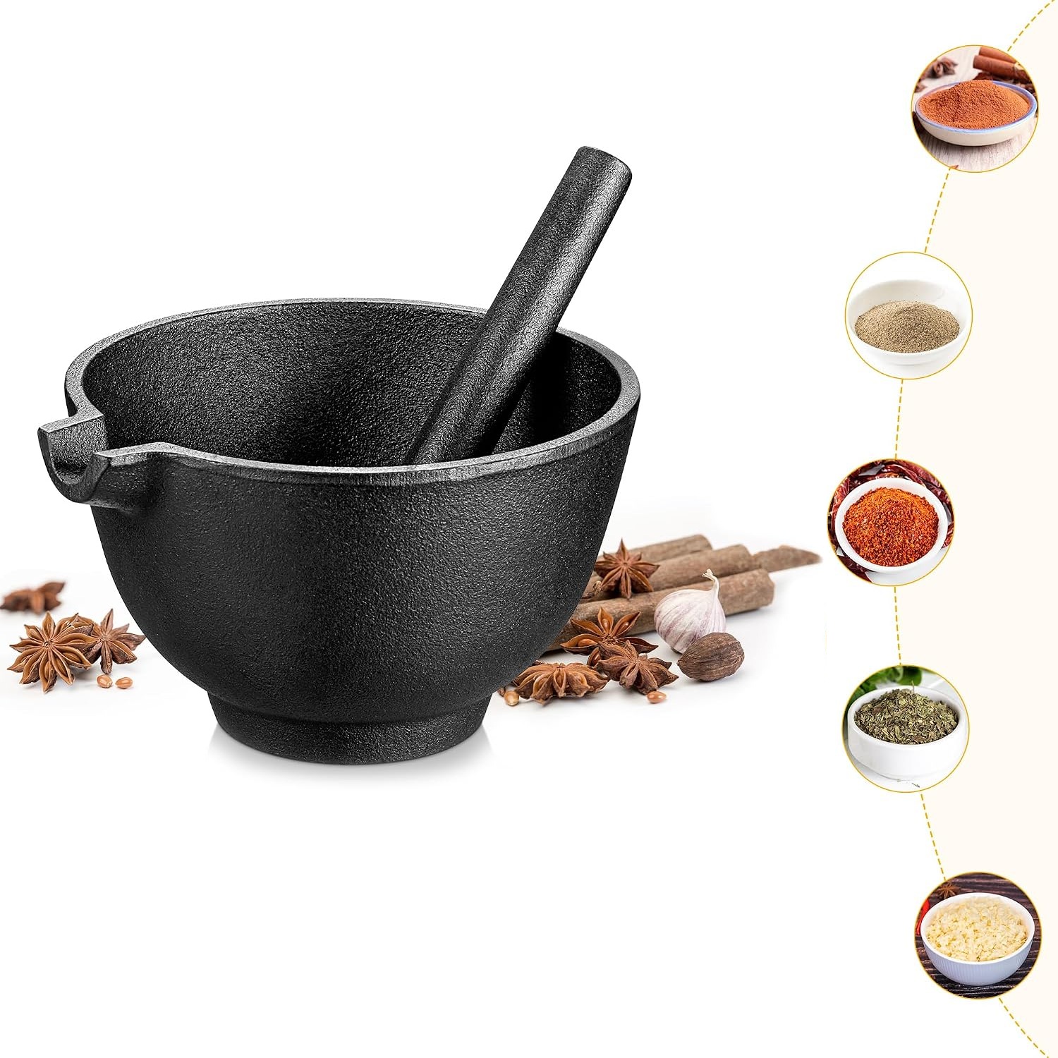 Cast Iron Mortar Pestle Set / JTMP-101 JTMP-102 JTMP-103