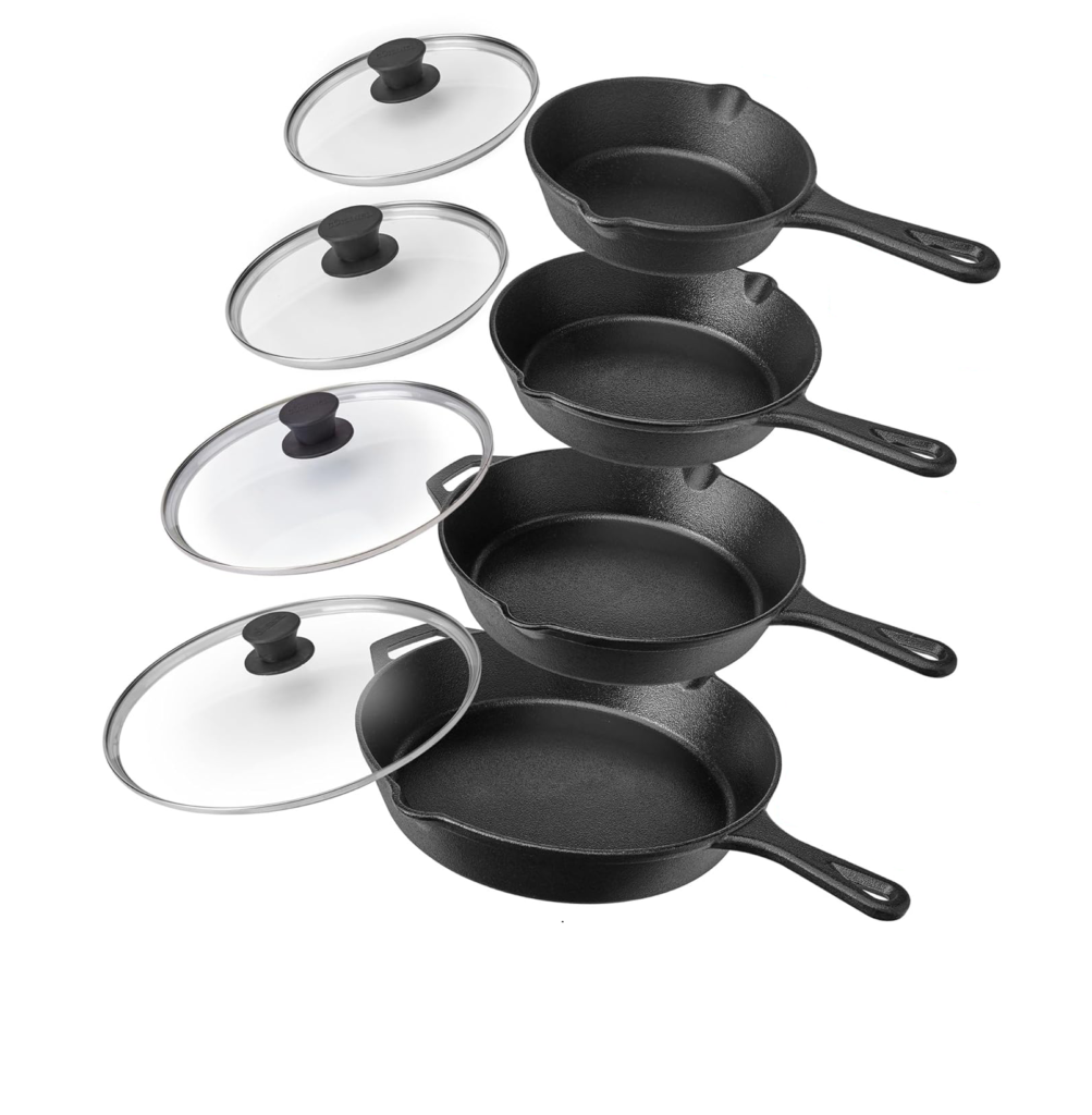 Cast Iron Cookware Skillet Set JTPS-8 PCS SET