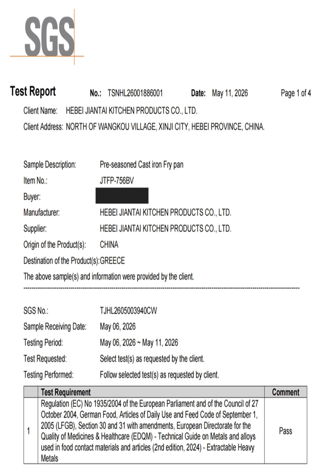 LFGB TEST REPORT