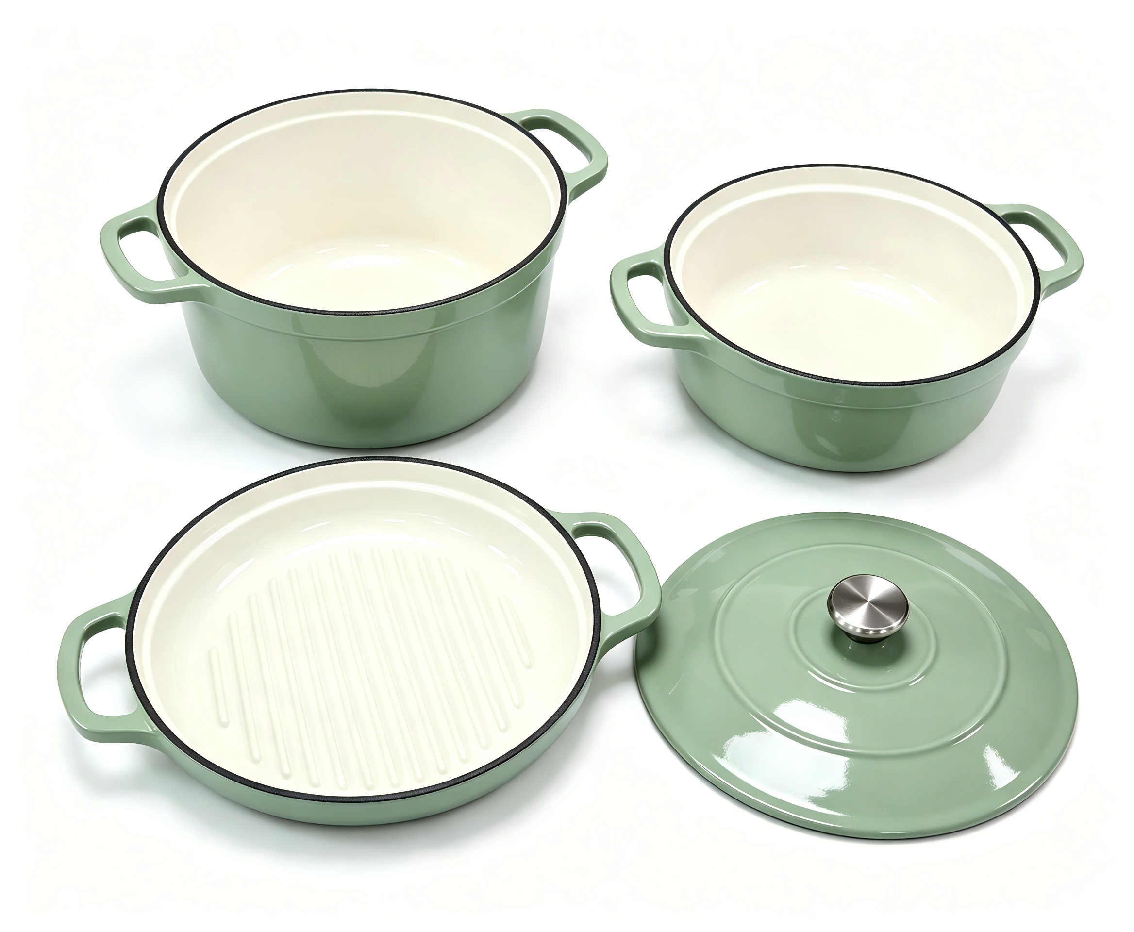 Enameled Cast Iron Dutch Oven Set-4 In 1