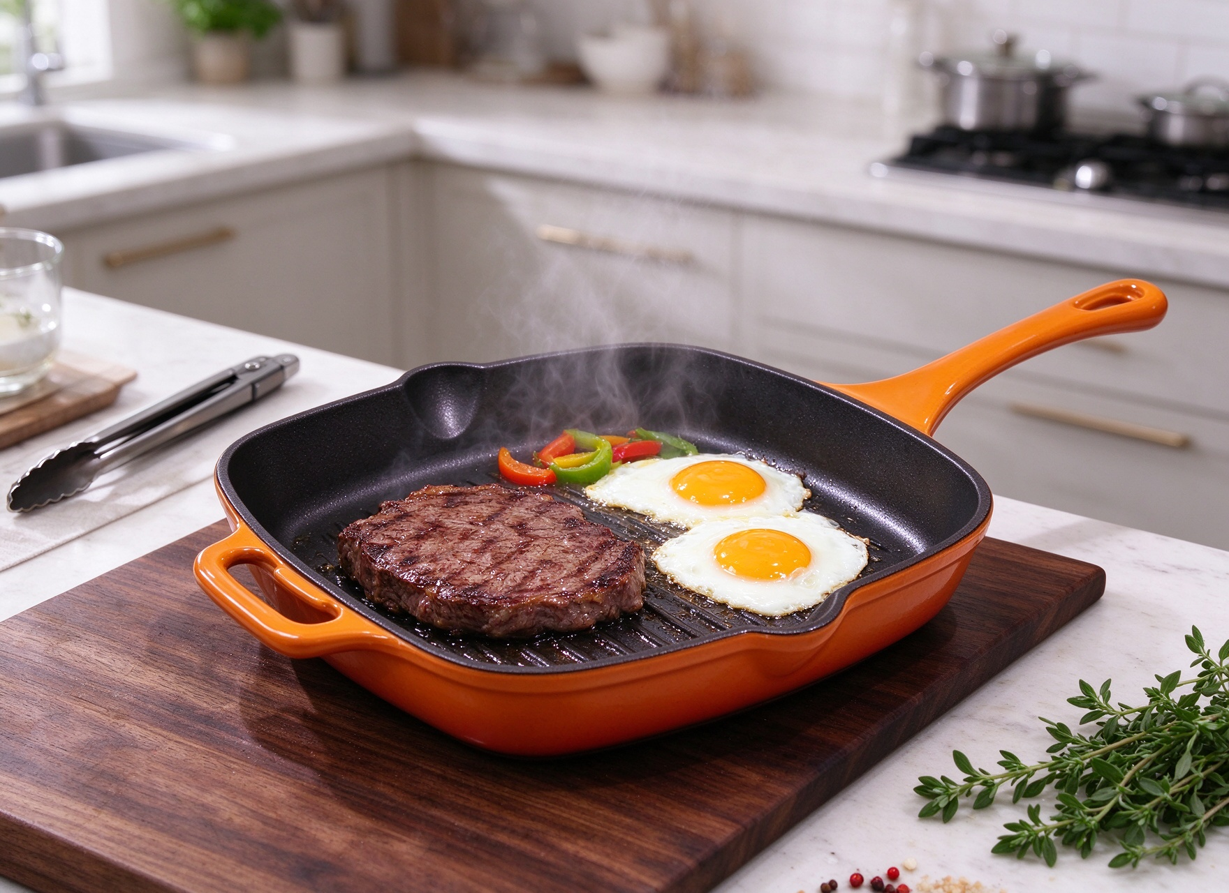 Enameled Cast Iron Square Grill Pan/Frying Pan/JTEP-2727Q
